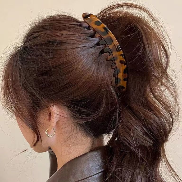 Acrylic Banana clip vertical clip ponytail hairpin claw clip leopard print clip - Image 2