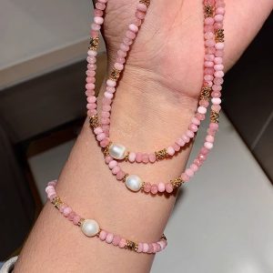 Freshwater Pearl Pink Crystal Stone Pearl Necklace 1