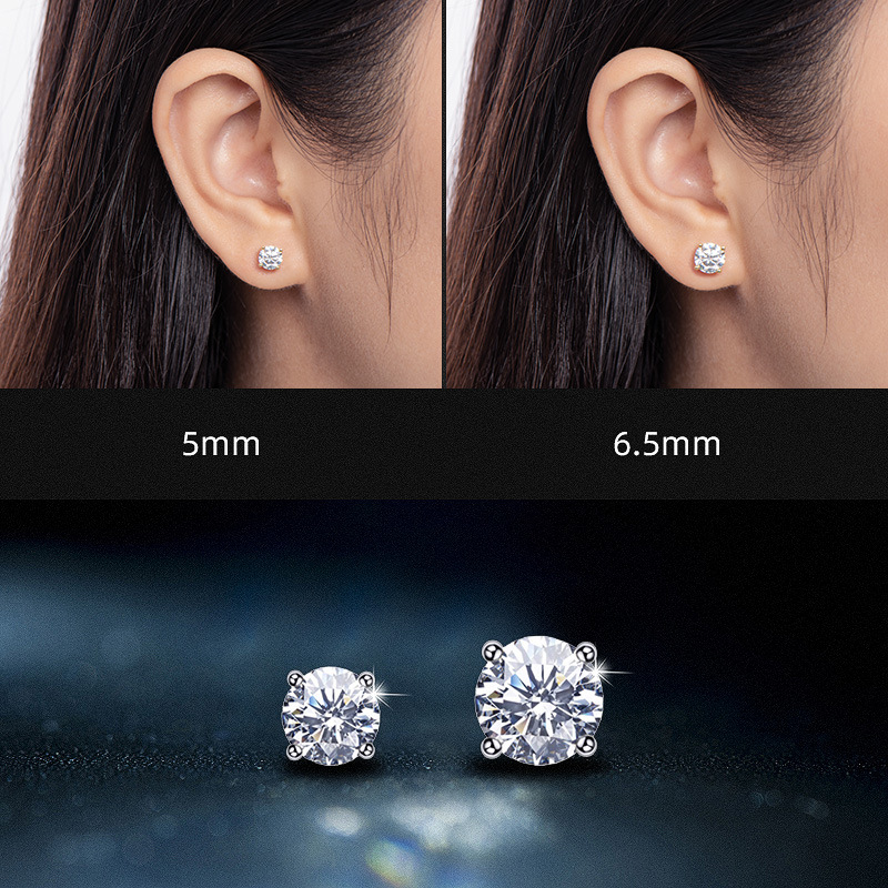 wholesale four-claw Moissanite earrings - 图片 2