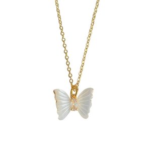 Wholesale shell necklace with 18K gold butterfly collarbone chain