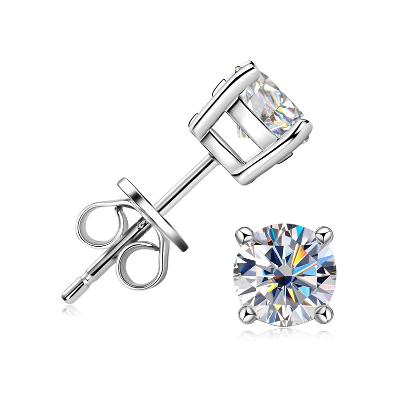 wholesale four-claw Moissanite earrings - 图片 3