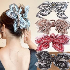 Wholesale Double sided cashew flower bow hair clip