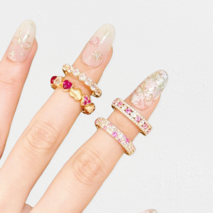 Wholesale Pink Diamond Row Ring