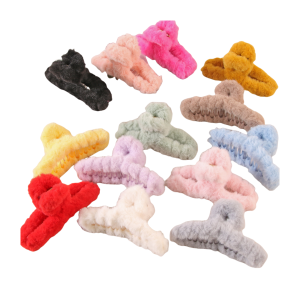 Wholesale furry hair clip shark hair accessories