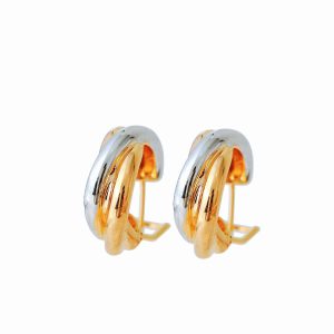 Wholesale Classic three ring tricolor gold C-shaped earrings