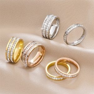 wholesale stainless steel ring with zircon