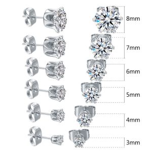 Wholesale 316 stainless steel AAA artificial zircon earrings