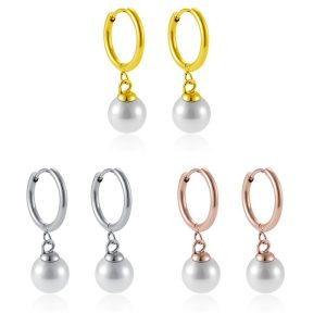 Wholesale titanium steel pearls earrings