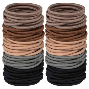 Wholesale seamless black 4MM thick rubber band hair tie