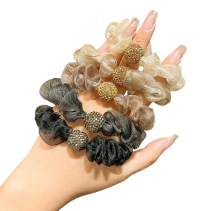 Wholesale eugen yarn material rhinestone scrunchie