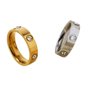 Wholesale unisex hip-hop simple stainless steel 18k gold-plated diamond ring