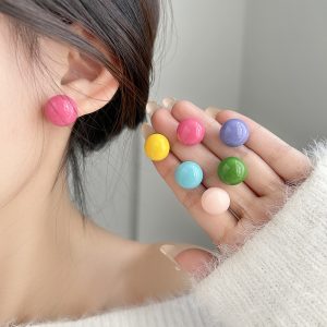 Dopamine-colored-candy-ball-earrings