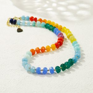 Natural-stone-colored-bead-necklace-pendant