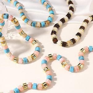 Bohemian Colored Wheel Bead Acrylic Necklace