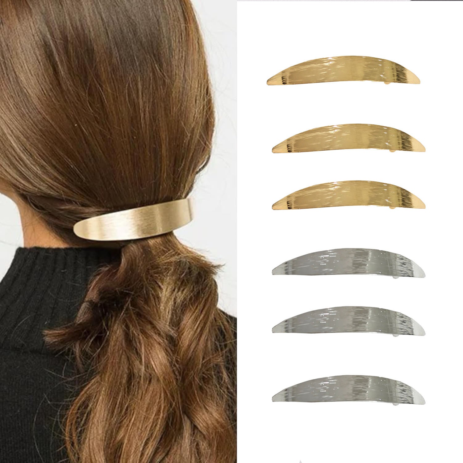 Metal brushed spring clip hairpin - Image 2